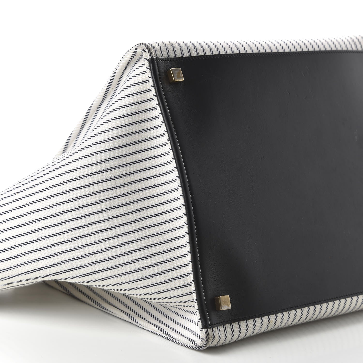 Celine Cotton Canvas Striped Medium Phantom Luggage White Navy 6 of 10