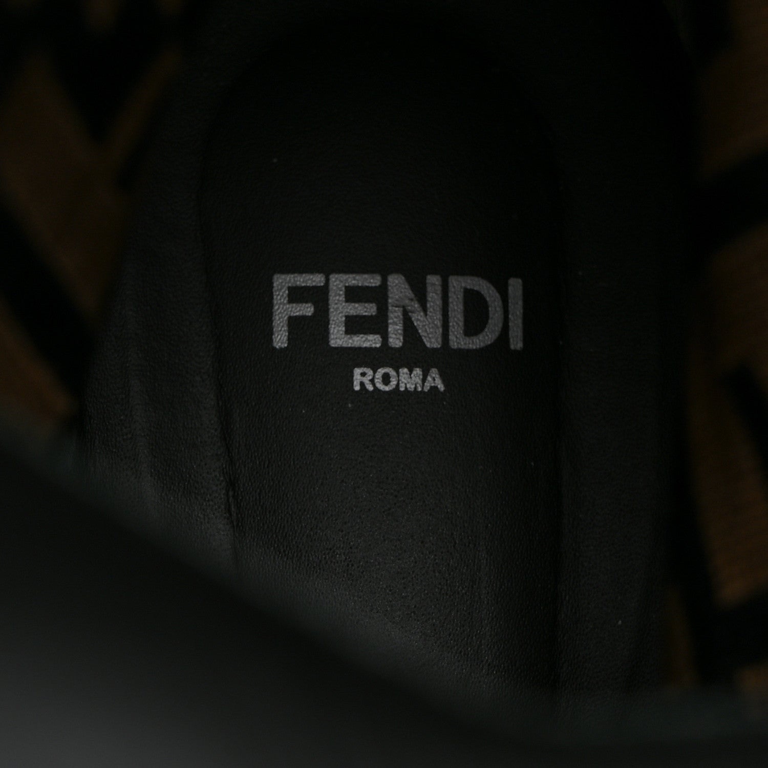 Fendi Calfskin Stretch Fabric FF Rockoko Biker Boots 38.5 Black Tobacco 6 of 7