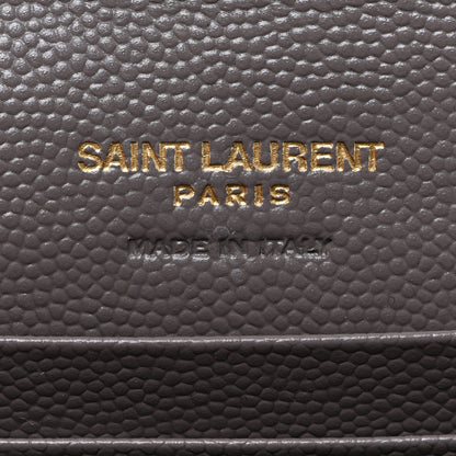 Saint Laurent Grain De Poudre Matelasse Chevron Small Monogram Envelope Wallet Pebble 6 of 8