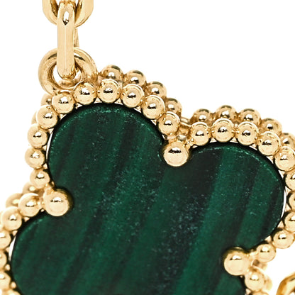 Van Cleef & Arpels 18K Yellow Gold Malachite 5 Motifs Vintage Alhambra Bracelet 6 of 7