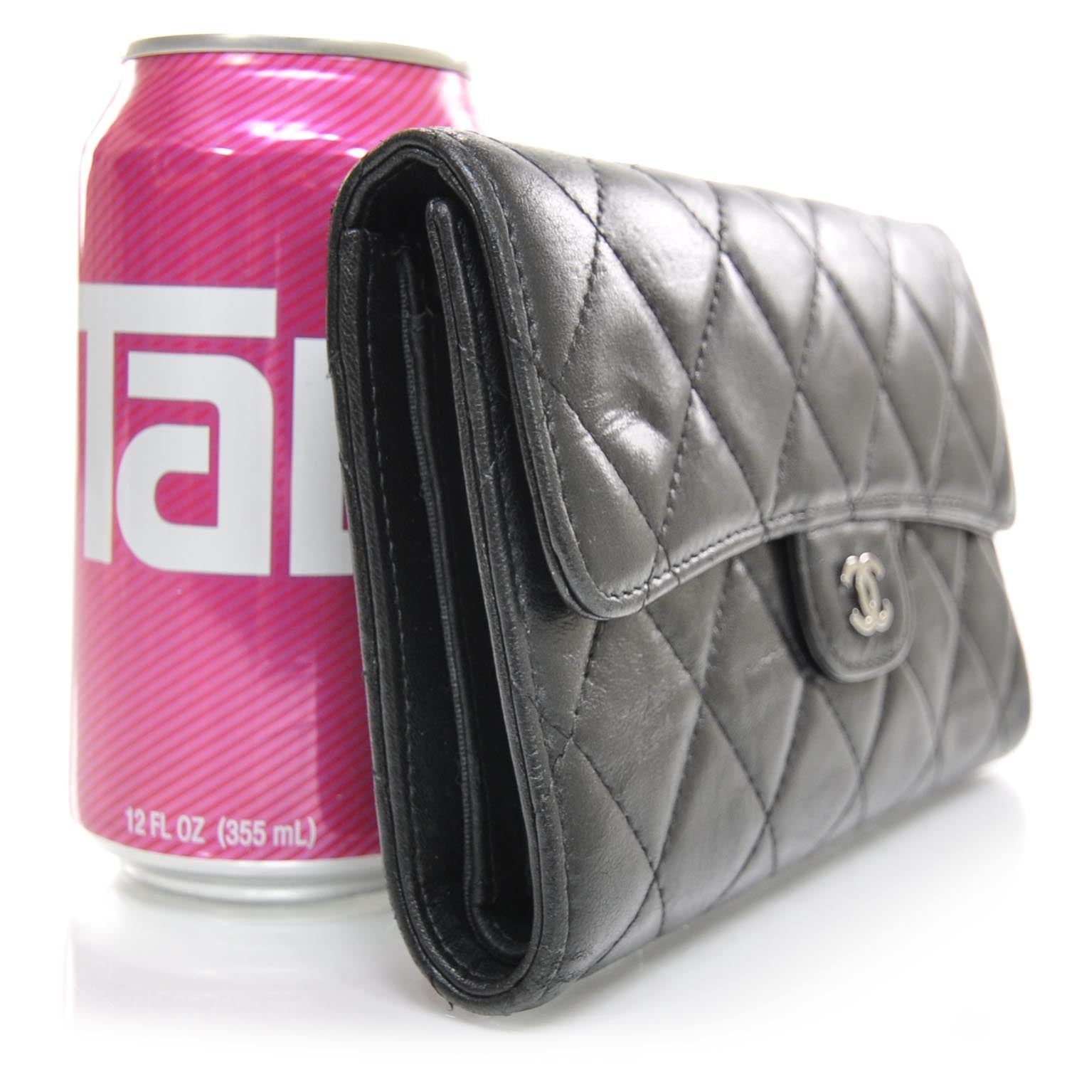 Chanel Lambskin Quilted Large Flap Wallet Black 3 of 10