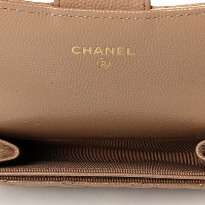 Chanel Caviar Quilted Flap Card Holder Wallet Beige 4 of 5