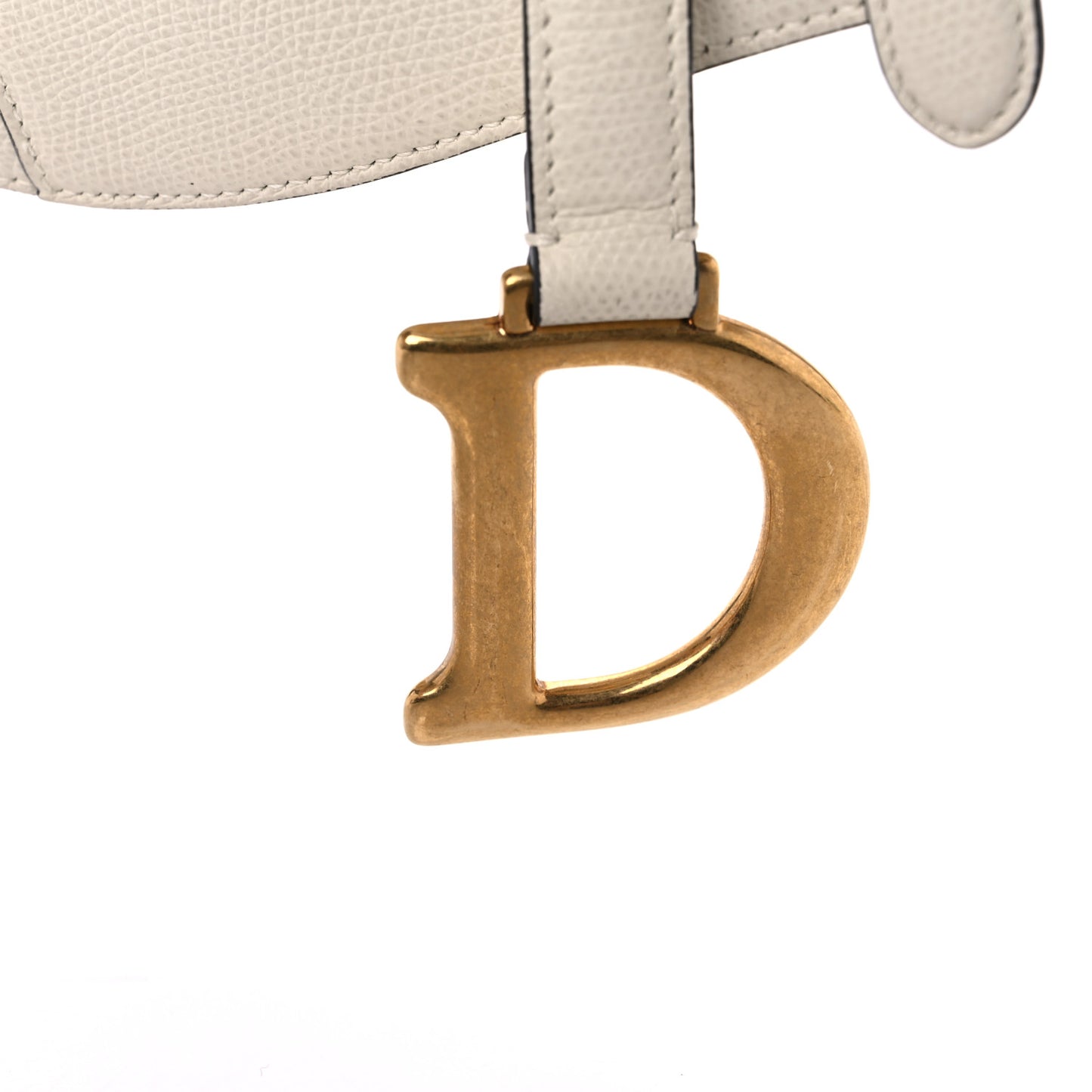 Grained Calfskin Saddle Bag White