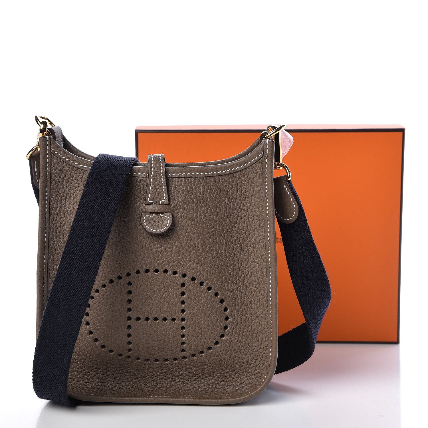Hermes Taurillon Clemence Amazone Evelyne TPM Etoupe Bleu Indigo 11 of 11