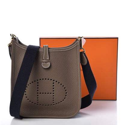 Hermes Taurillon Clemence Amazone Evelyne TPM Etoupe Bleu Indigo 11 of 11