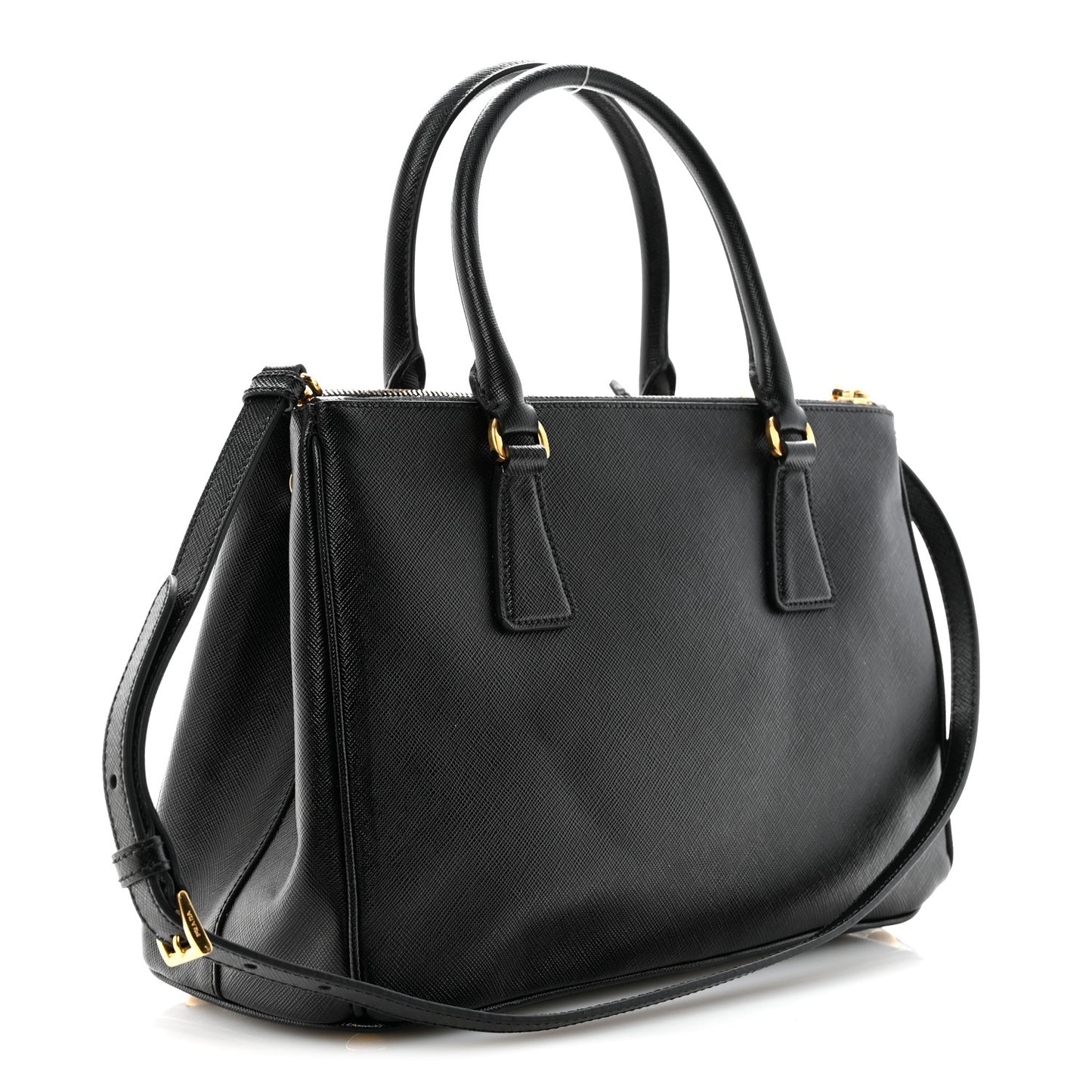 Saffiano Small Galleria Double Zip Tote Black
