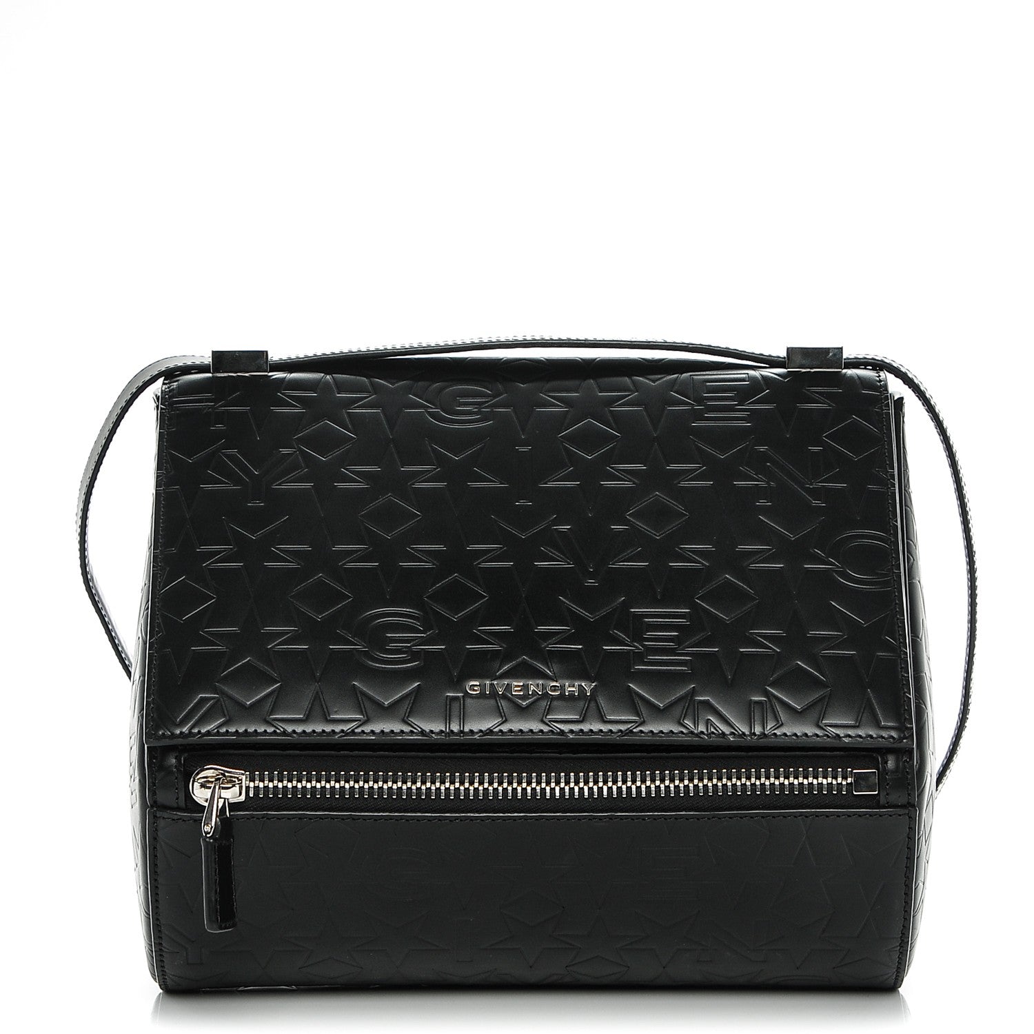 Givenchy Calfskin Star Embossed Medium Pandora Box Crossbody Bag Black 1 of 6