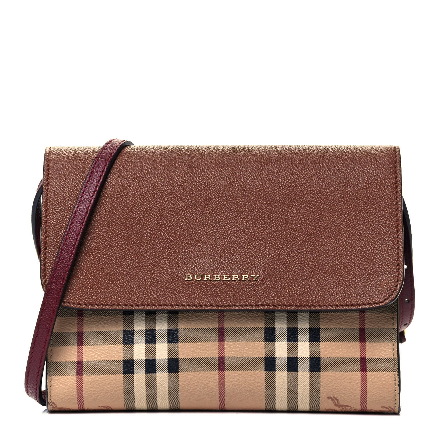 Burberry Derby Calfskin Haymarket Check Small Loxley Crossbody Bright Toffee Multicolor 1 of 9