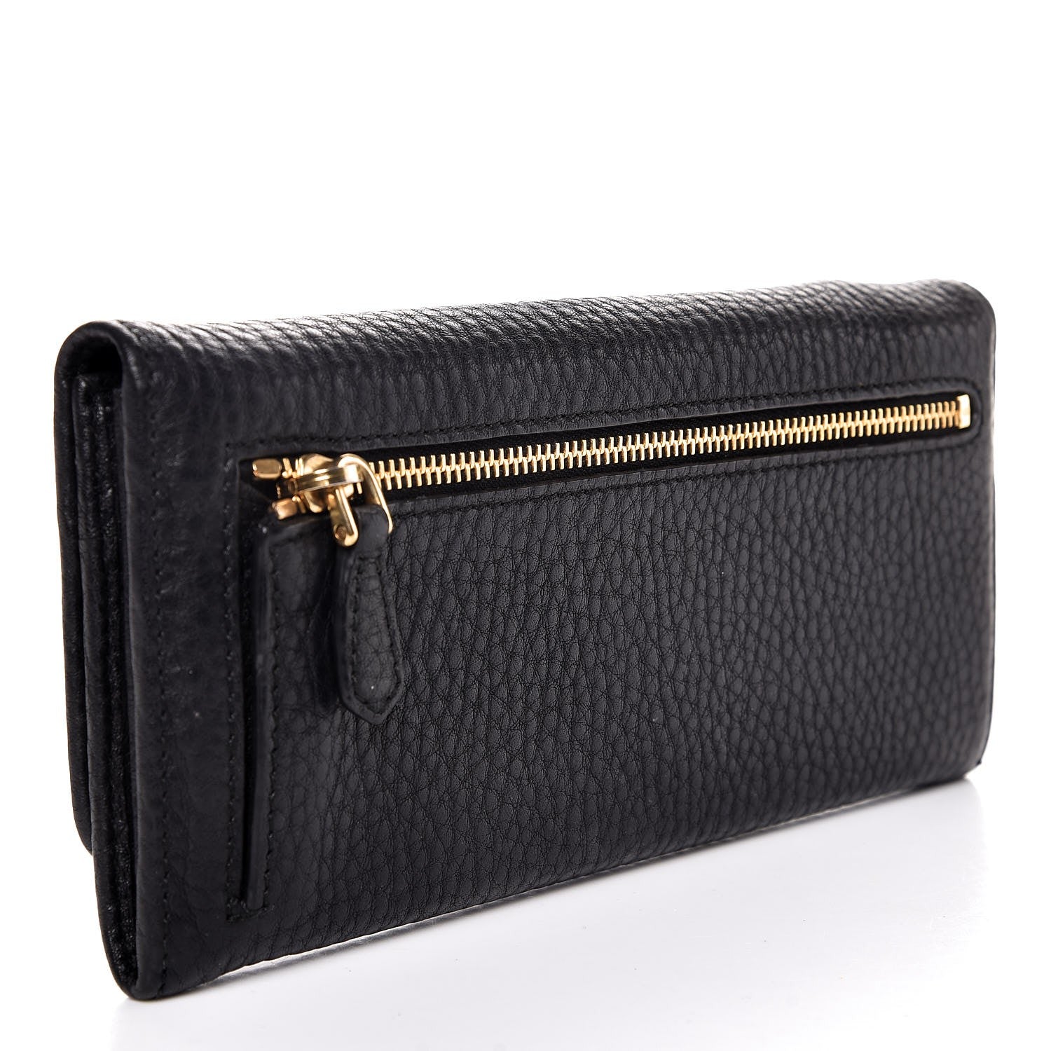 Prada Vitello Daino Continental Flap Wallet Black 3 of 6