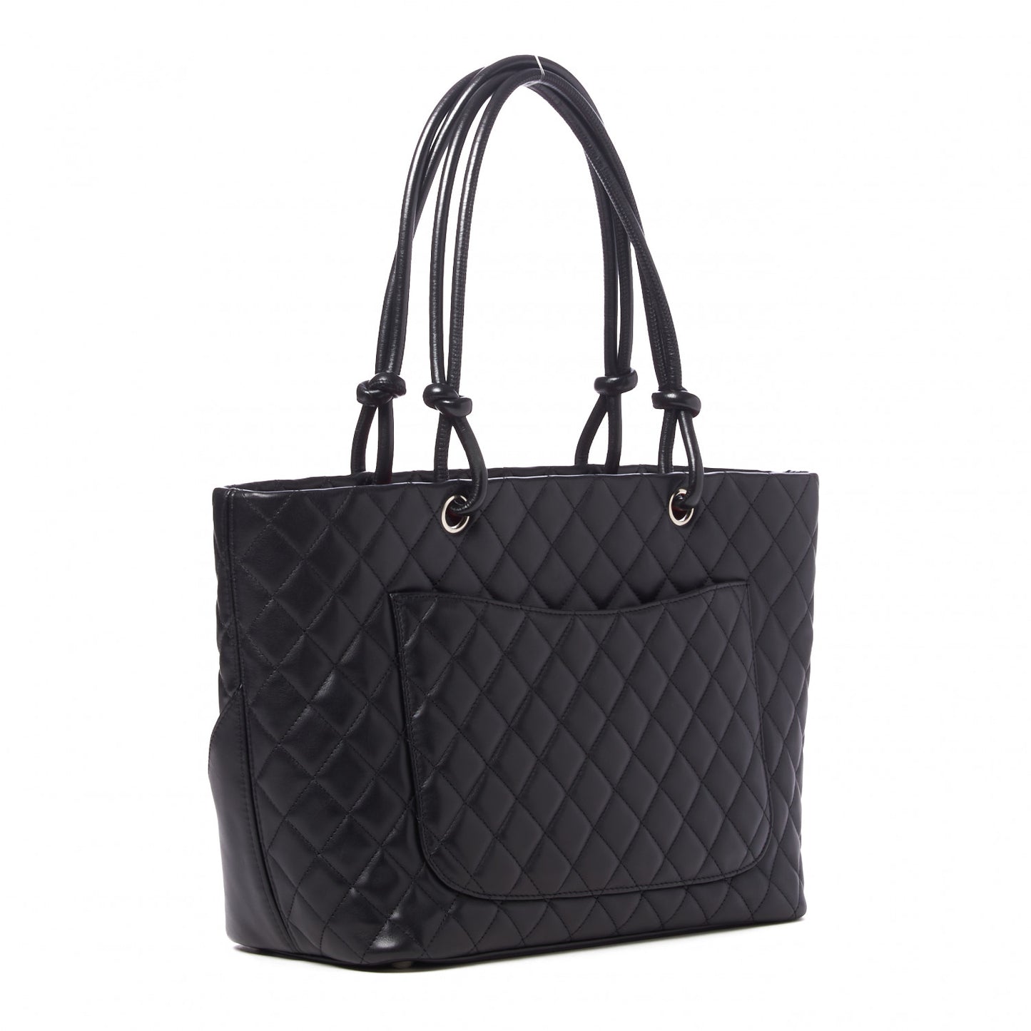 Calfskin Quilted Large Cambon Tote Black White