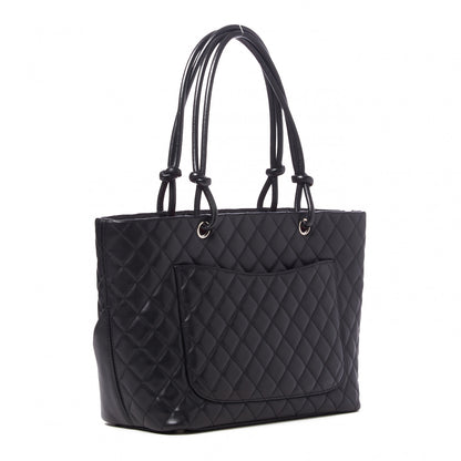 Chanel Calfskin Quilted Large Cambon Tote Black White 2 of 9