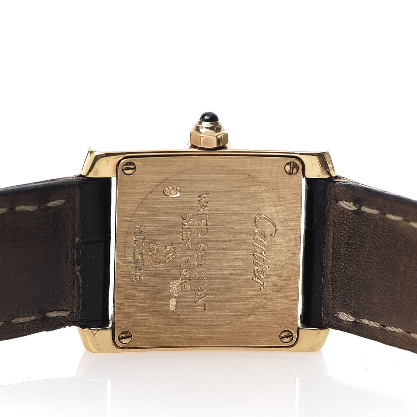 18K Yellow Gold Alligator 20mm Tank Francaise Quartz Watch
