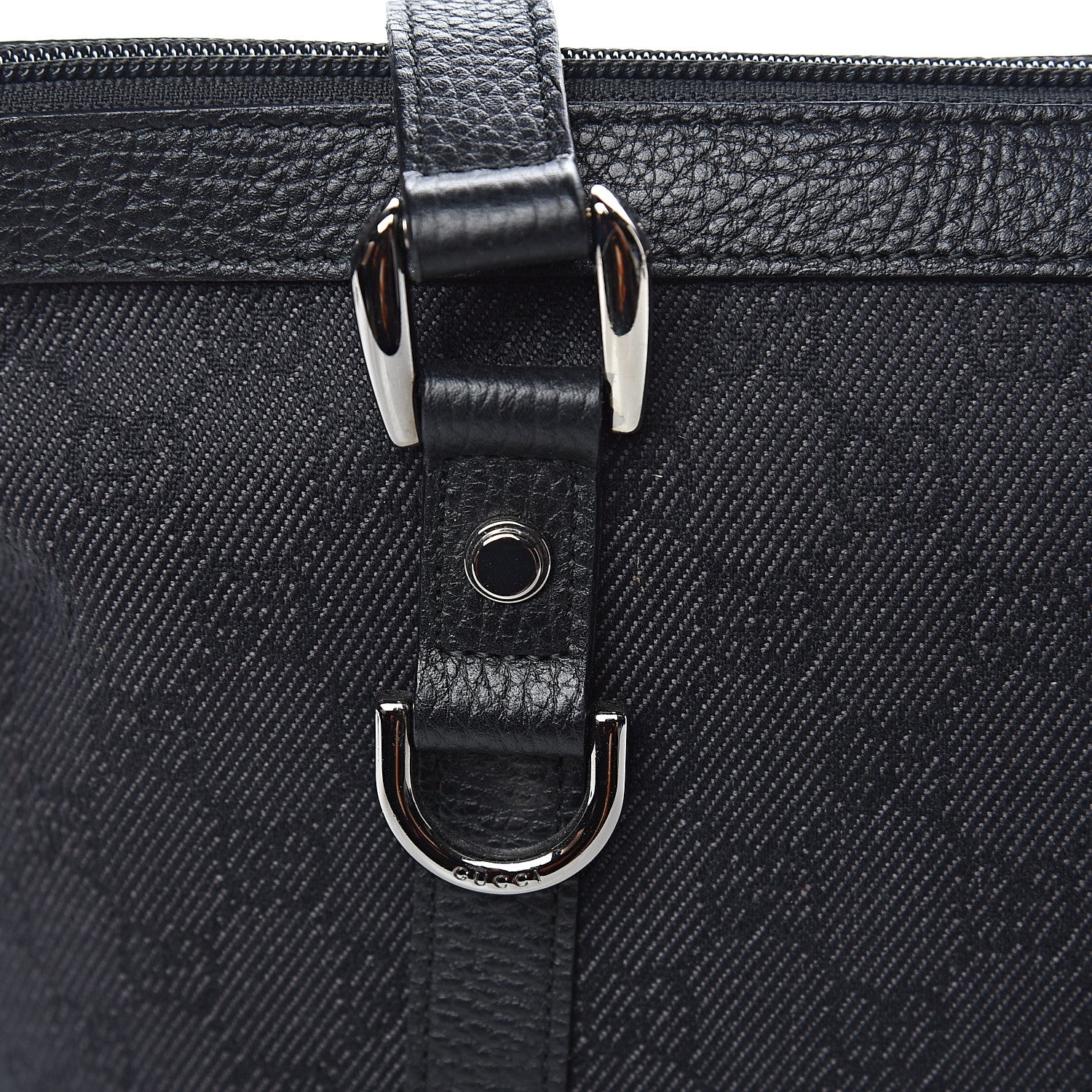Gucci Denim Monogram Abbey Medium Tote Black 11 of 14