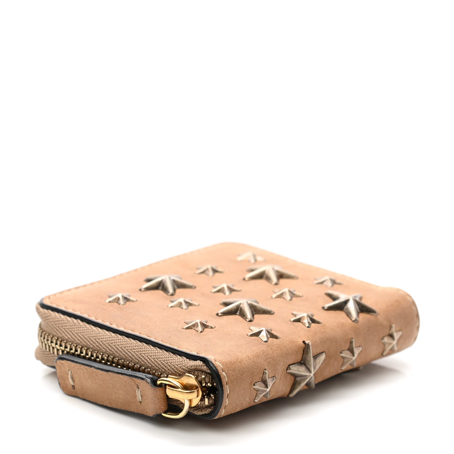 Jimmy Choo Calfskin Filipa Star Compact Zip Around Wallet Antelope Antique 4 of 7