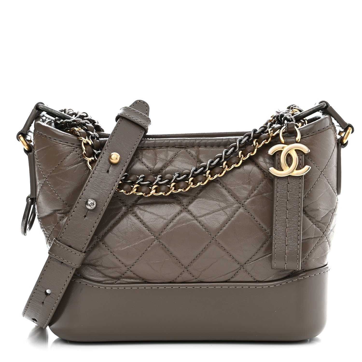 Chanel Aged Calfskin Quilted Small Gabrielle Hobo Grey 1 of 12