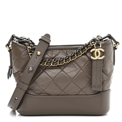 Chanel Aged Calfskin Quilted Small Gabrielle Hobo Grey 1 of 12