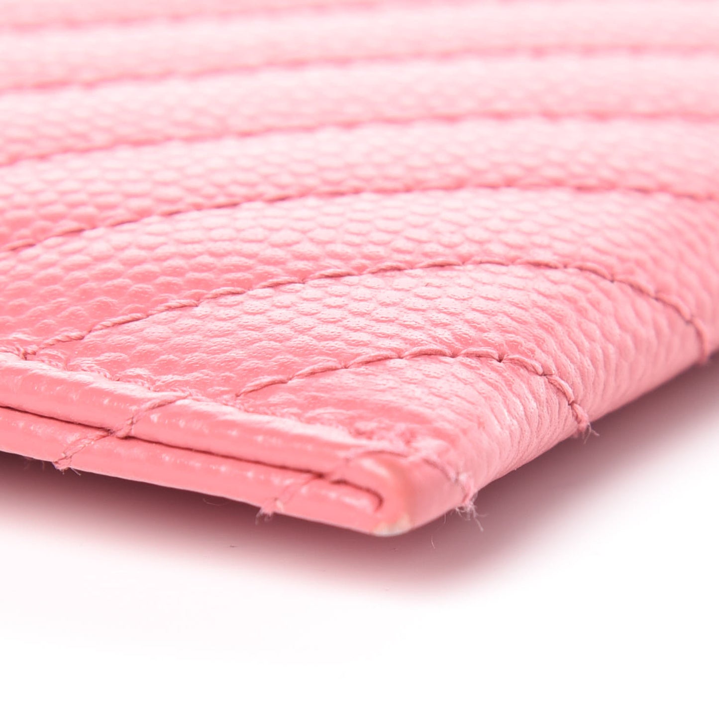 Caviar Chevron Quilted Card Holder Pink