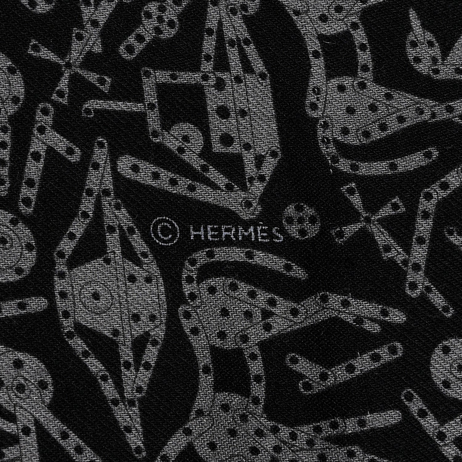 Hermes Silk Cashmere Stole Black 12 of 13