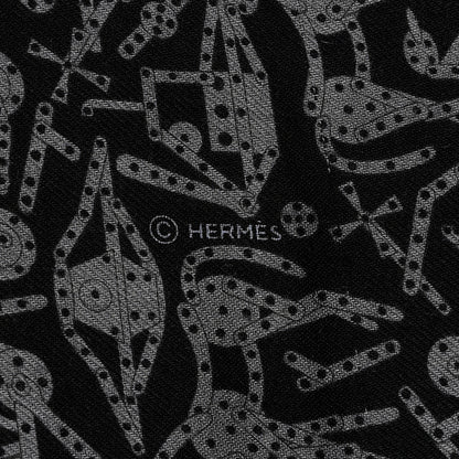 Hermes Silk Cashmere Stole Black 12 of 13