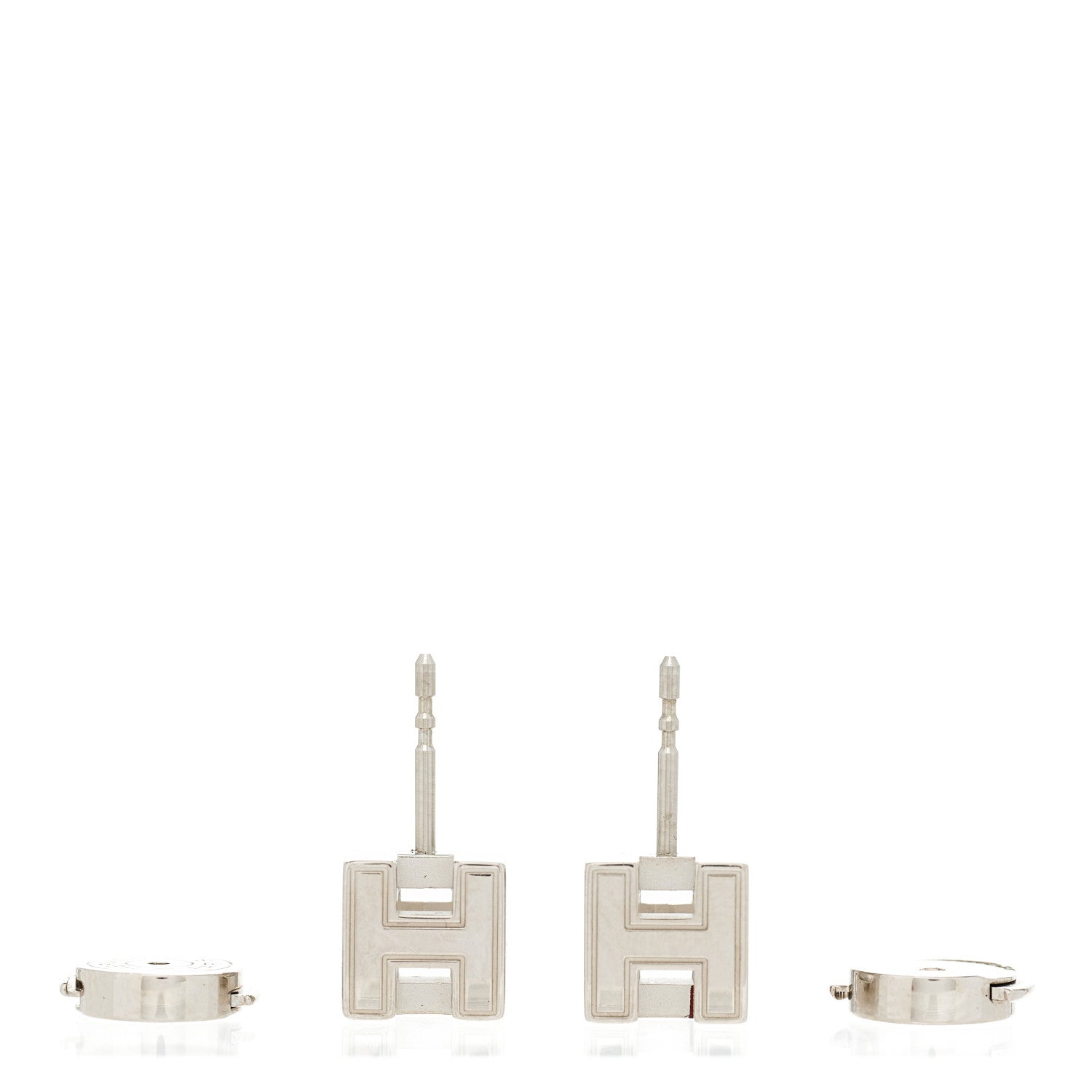 Hermes Palladium Lacquered Cage d'H Earrings Rouge H 3 of 5