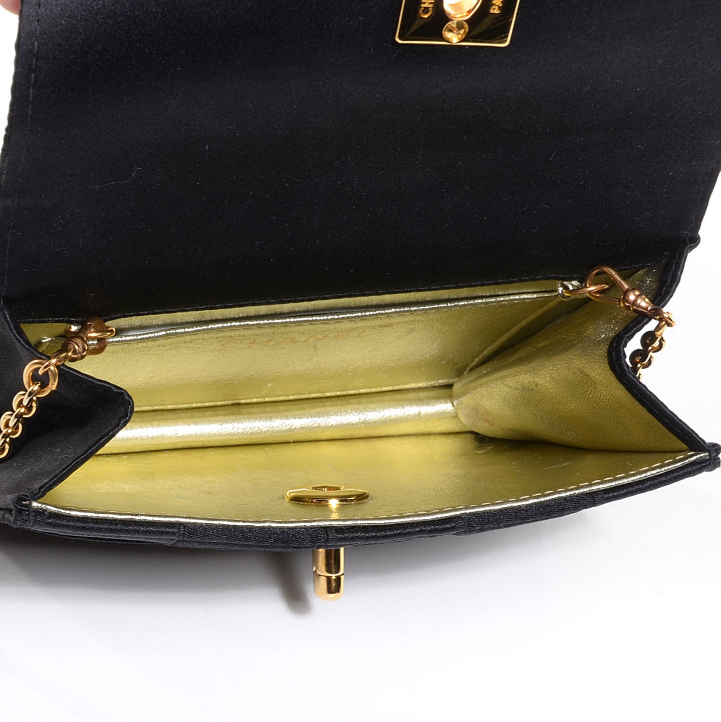 Satin Woven Mini Evening Flap Bag Black