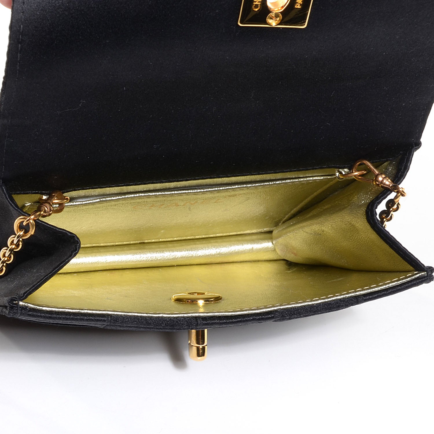 Chanel Satin Woven Mini Evening Flap Bag Black 5 of 9