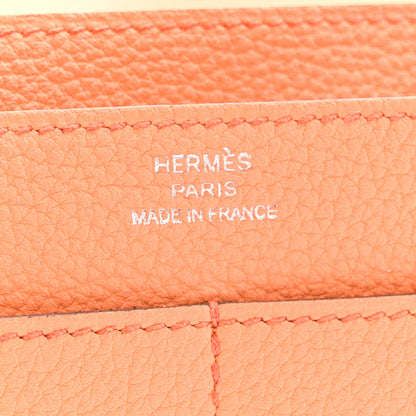 Hermes Togo Dogon Duo Wallet Orange Poppy Rose Candy 2 of 12