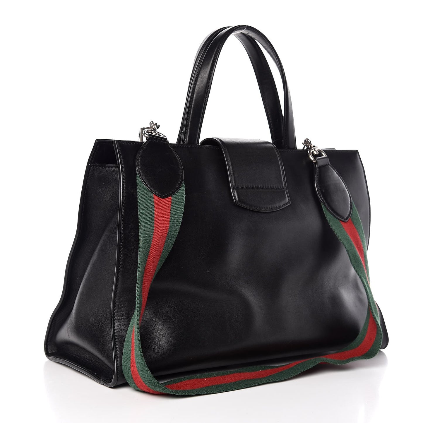 Calfskin Web Stripe Large Dionysus Tote Bag Black