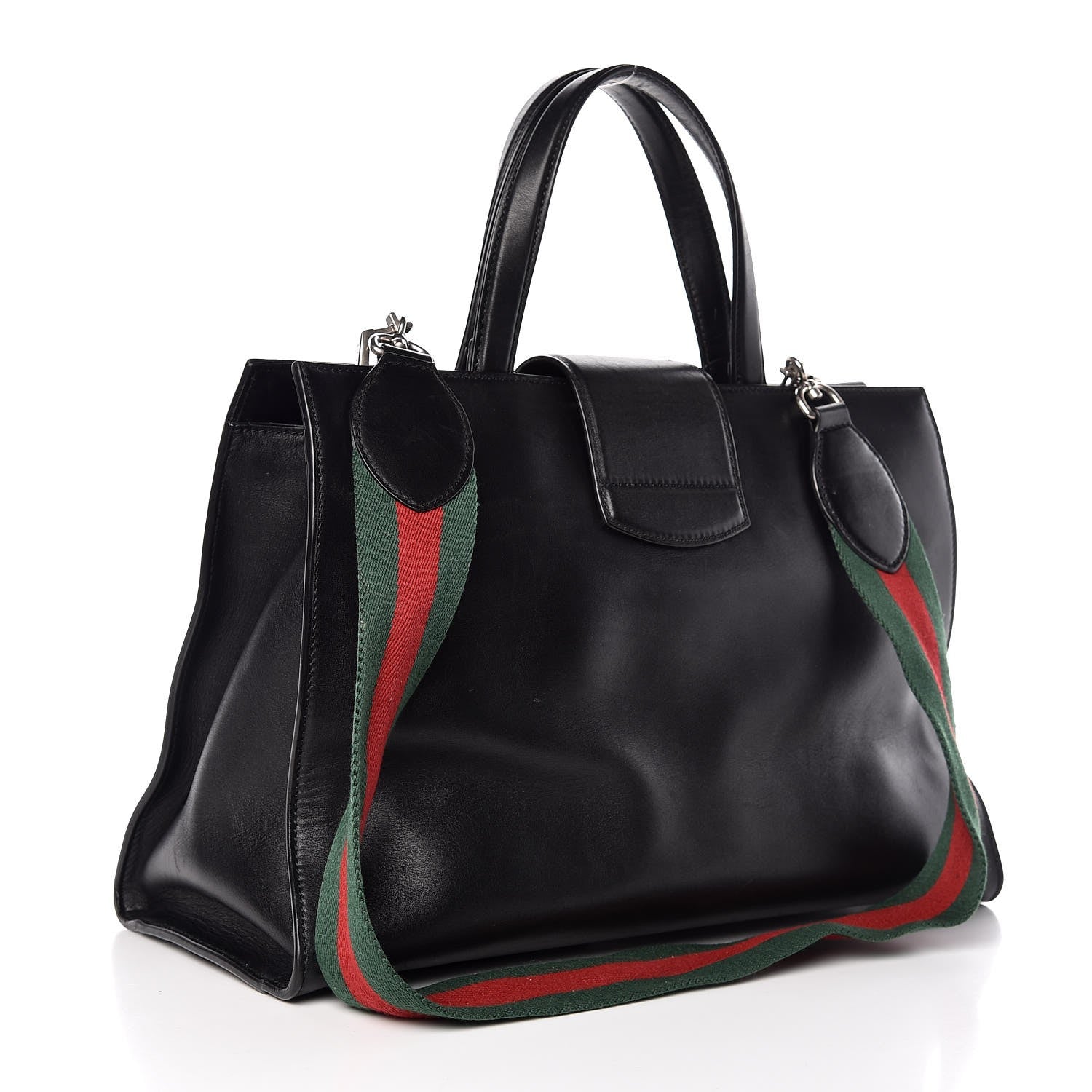 Gucci Calfskin Web Stripe Large Dionysus Tote Bag Black 3 of 34