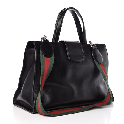 Gucci Calfskin Web Stripe Large Dionysus Tote Bag Black 3 of 34