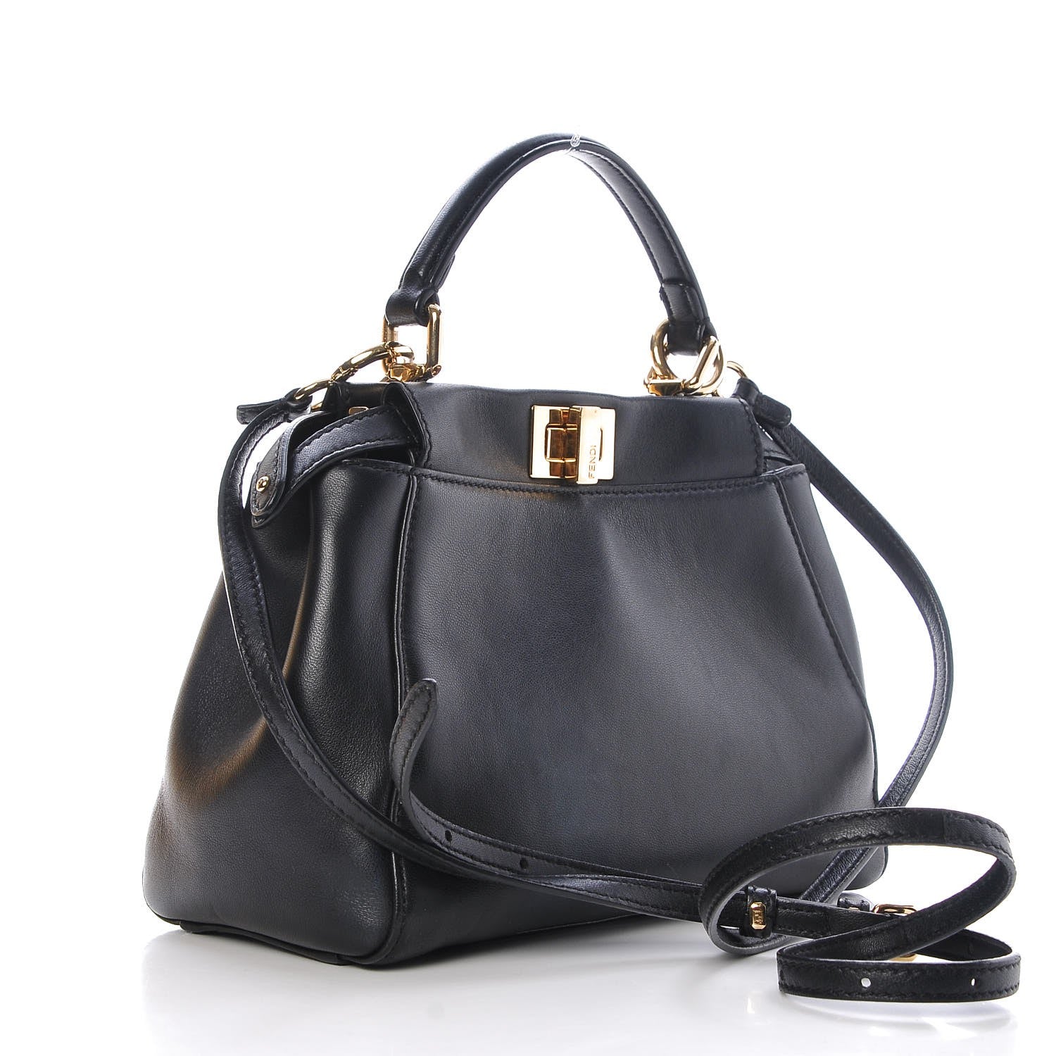 Fendi Nappa Mini Peekaboo Iconic Satchel Black 3 of 9