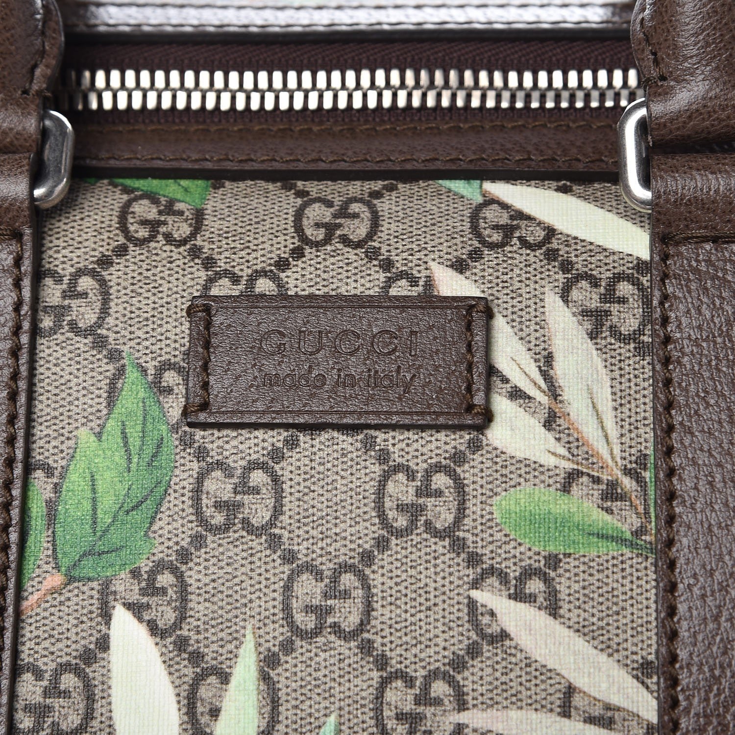 Gucci GG Supreme Monogram Tian Web Medium Duffle Beige Multicolor New Acero 6 of 8