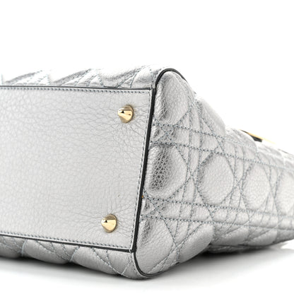 Christian Dior Metallic Grained Calfskin Cannage Medium Supple Lady Dior Silver 10 of 11