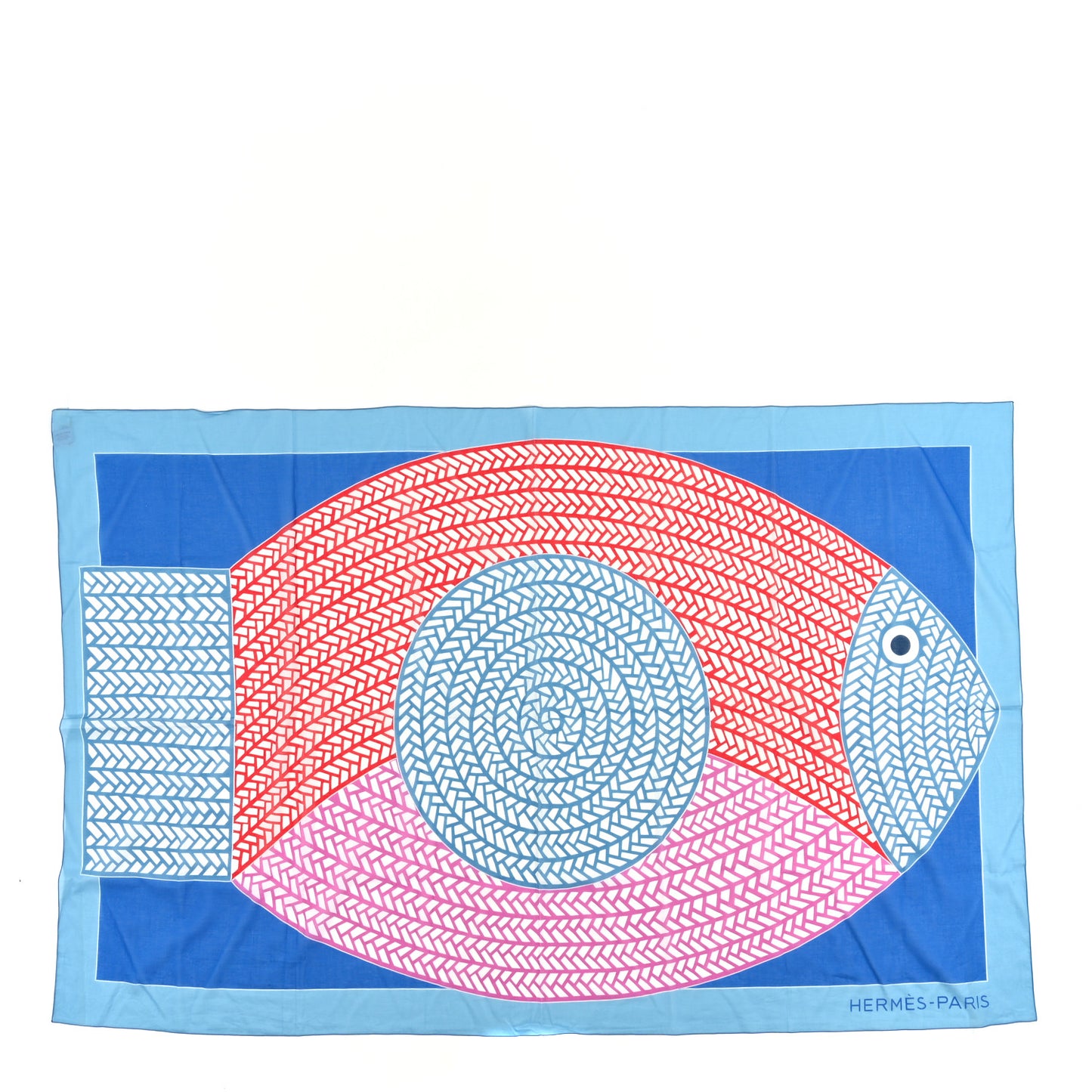 Cotton Pagne Poisson Natte Scarf Stole Marine Bleu