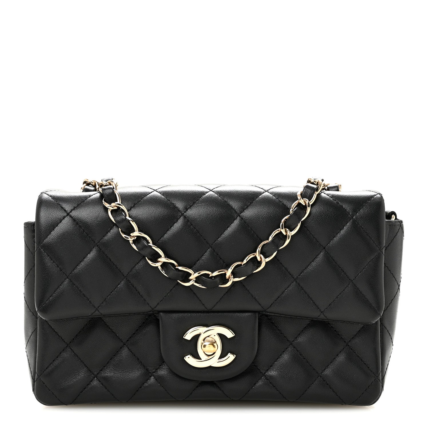 Chanel Lambskin Quilted Mini Rectangular Flap Black 1 of 14