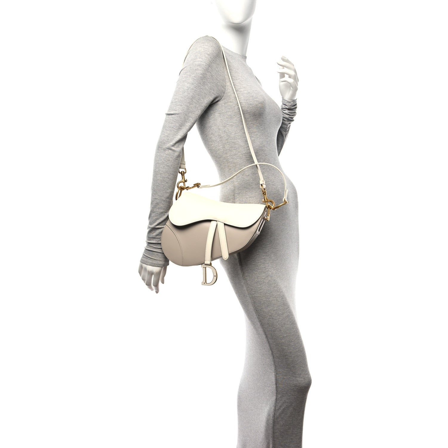 Christian Dior Supple Calfskin Two Tone Saddle Bag Latte Trench Beige 2 of 10