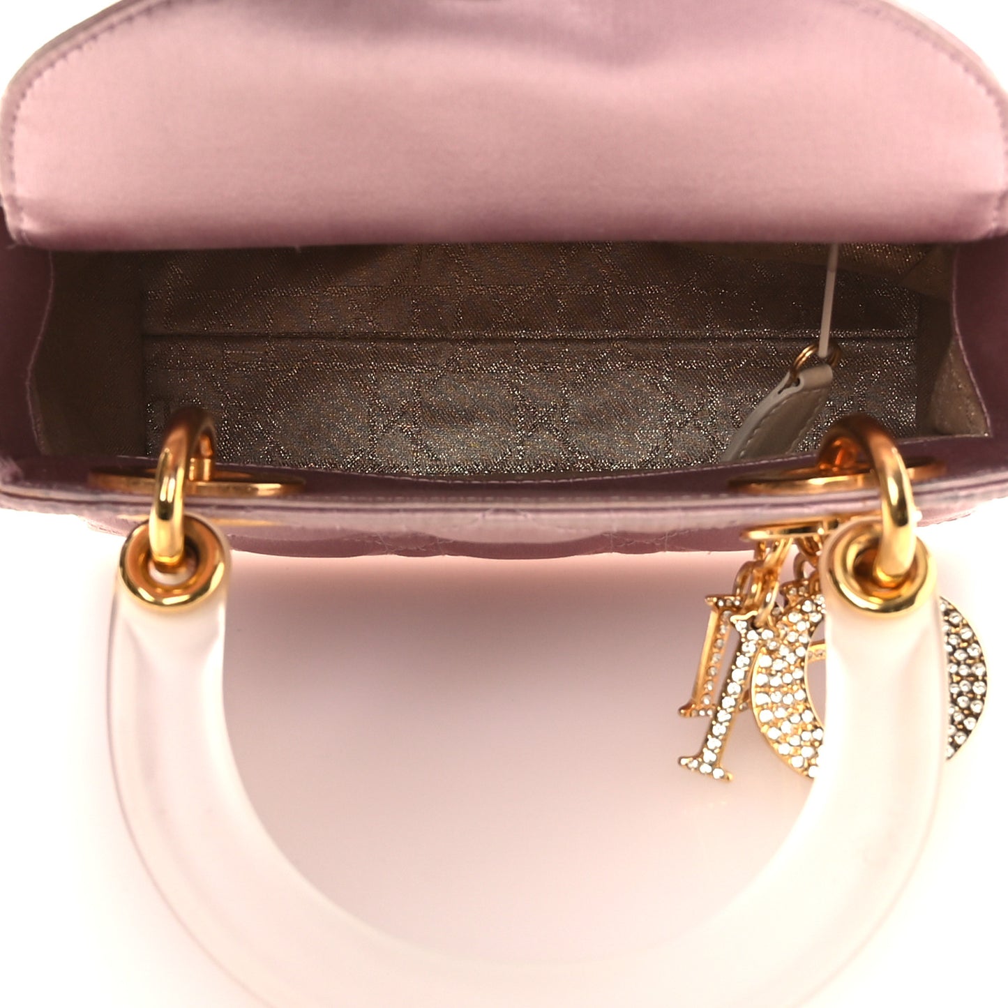 Satin Swarovski Crystal Acrylic PVC Cannage Mini Lady Dior Pink