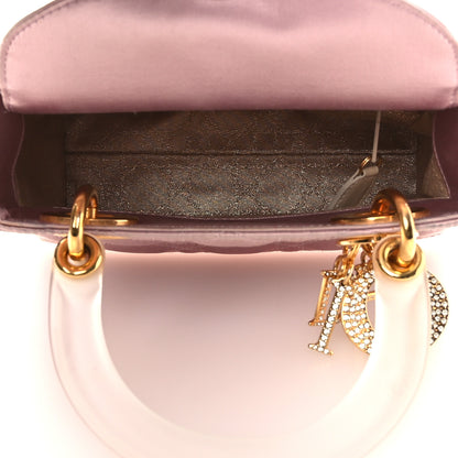 Christian Dior Satin Swarovski Crystal Acrylic PVC Cannage Mini Lady Dior Pink 5 of 15