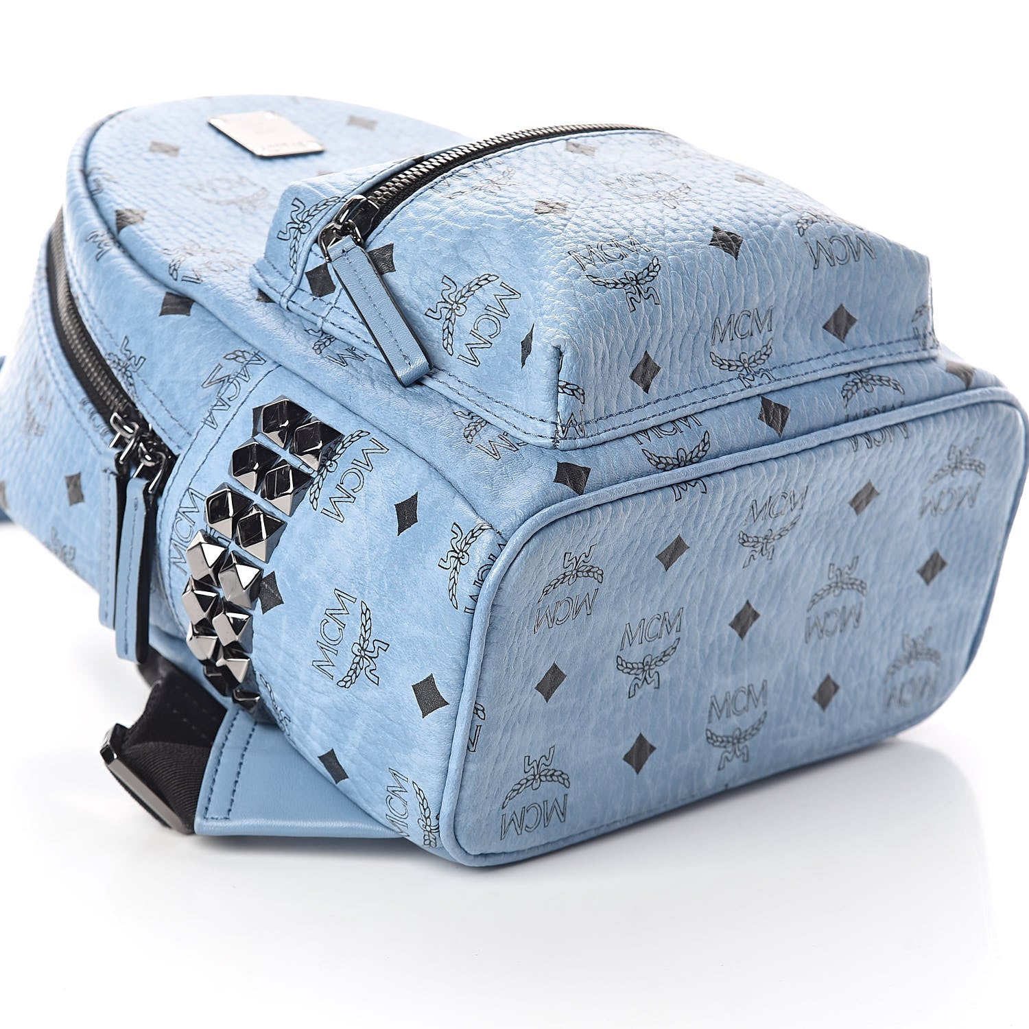 MCM Visetos Side Stud Mini Stark Backpack Blue 8 of 9