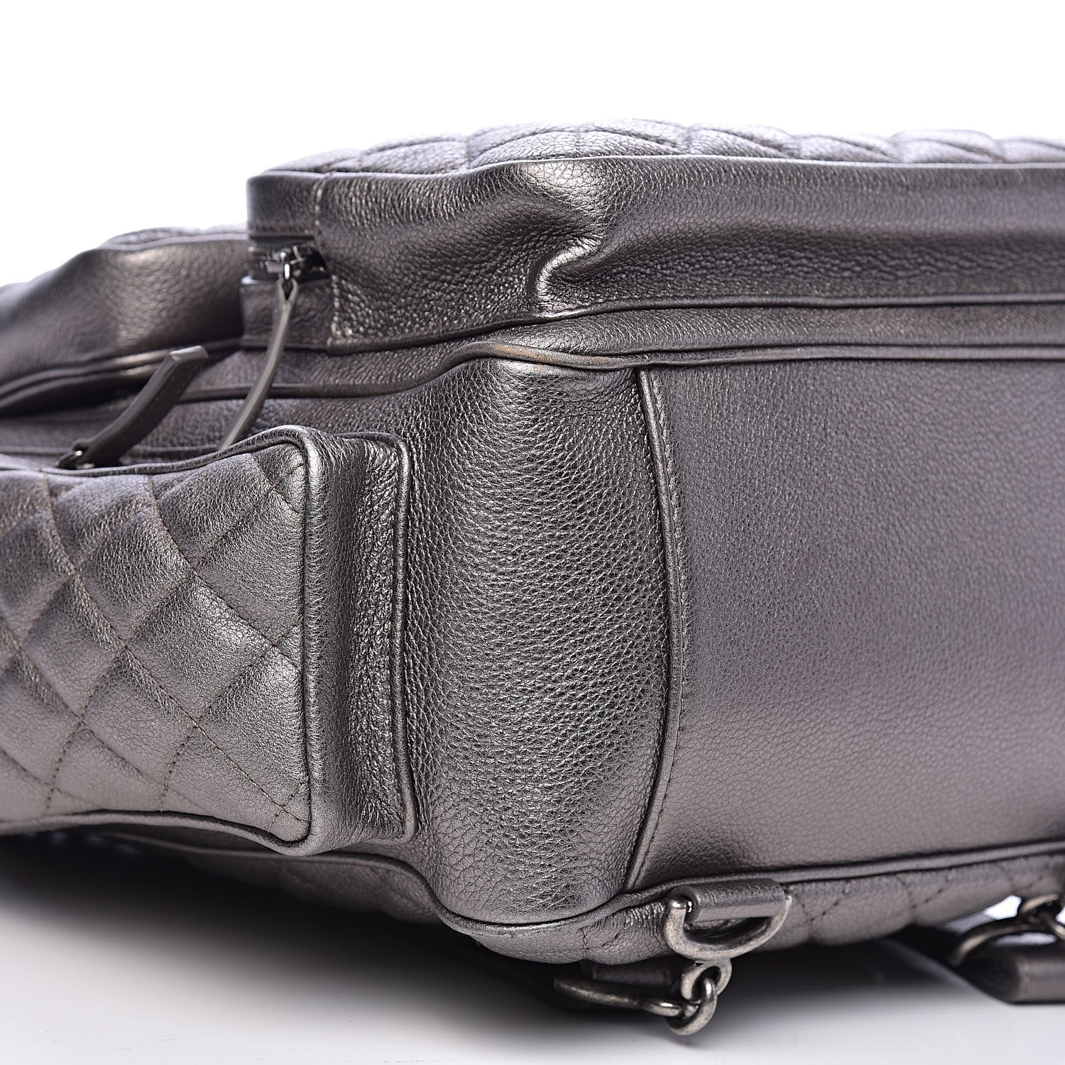 Chanel Metallic Grained Calfskin Quilted Large Casual Rock Backpack Charcoal 7 of 10