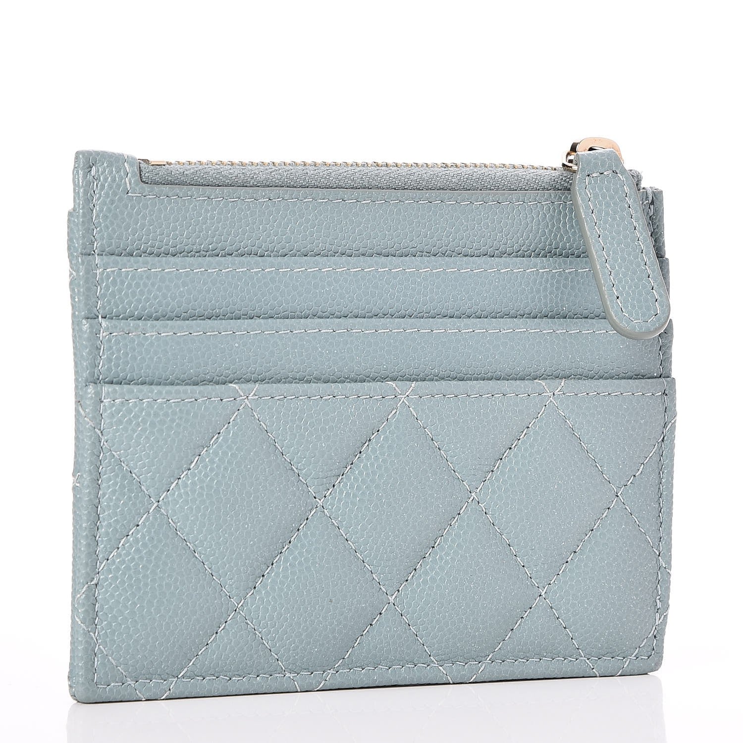 Chanel Iridescent Caviar Quilted Card Holder Light Blue 3 of 3