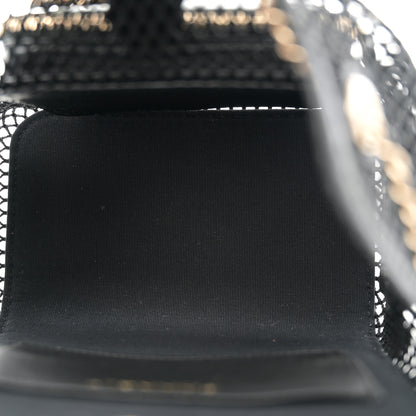 Chanel Shiny Lambskin Mesh Quilted Small Cargo Duma Drawstring Backpack Black 5 of 11