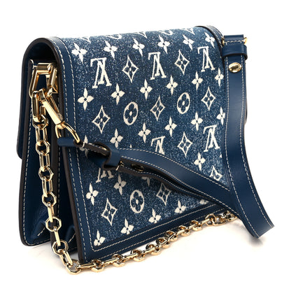 Louis Vuitton Denim Monogram Jacquard Dauphine MM Bleu 3 of 10