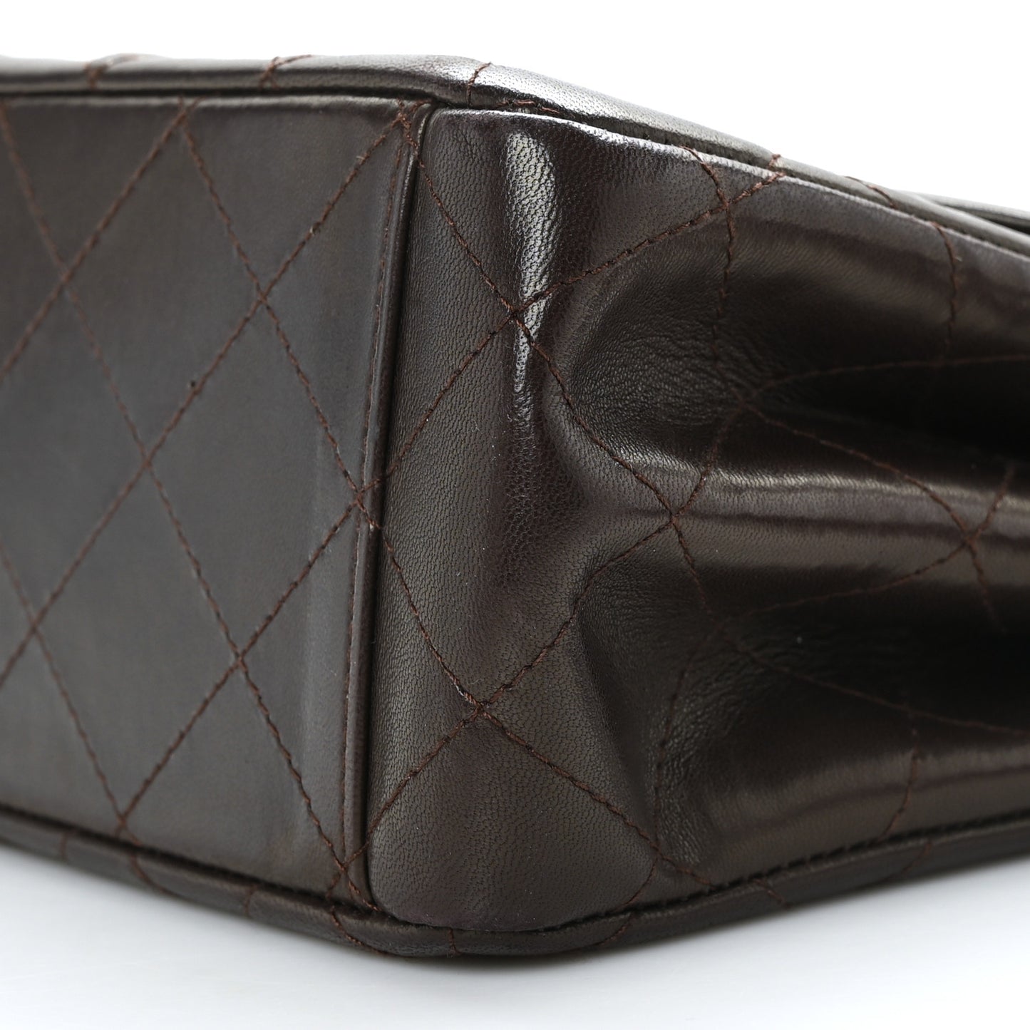 Lambskin Quilted Messenger Flap Bag Dark Brown