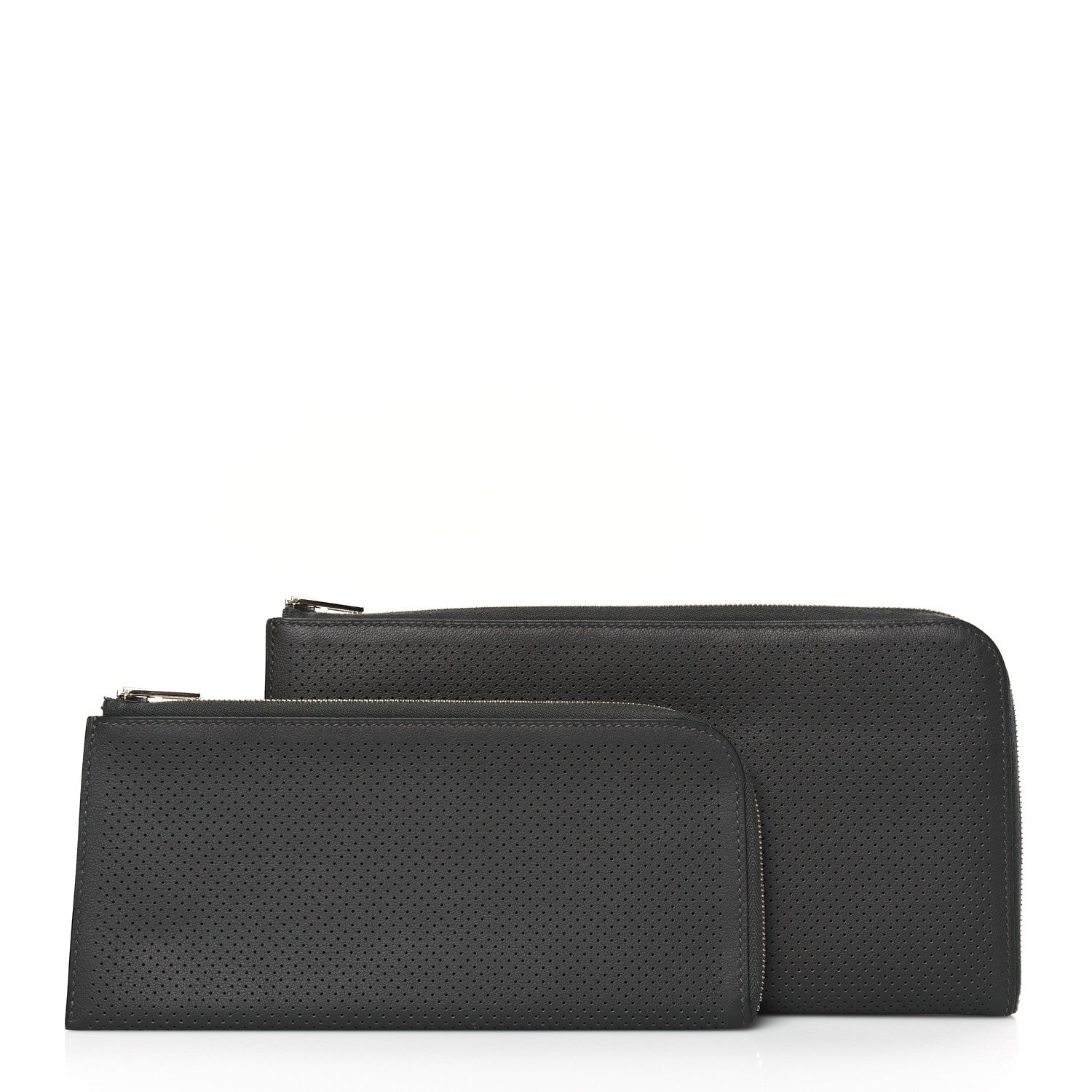 Hermes Evercolor Perforated Large Remix Voyage Wallet Graphite 1 of 9