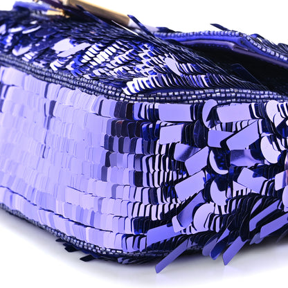 Fendi Sequin Paillettes Vitello Grace Sex and the City Baguette Viola Purple Rain 7 of 8