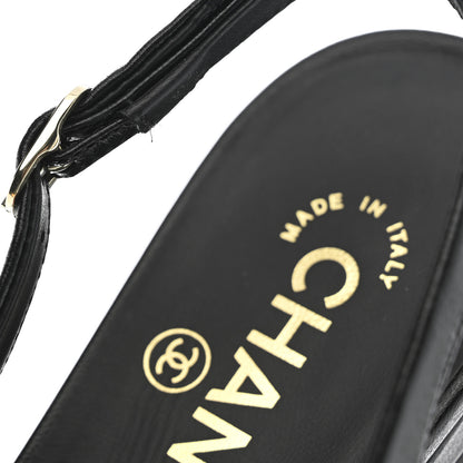 Chanel Goatskin Grosgrain Pointed Toe CC Slingback Flats 37 Black 10 of 11