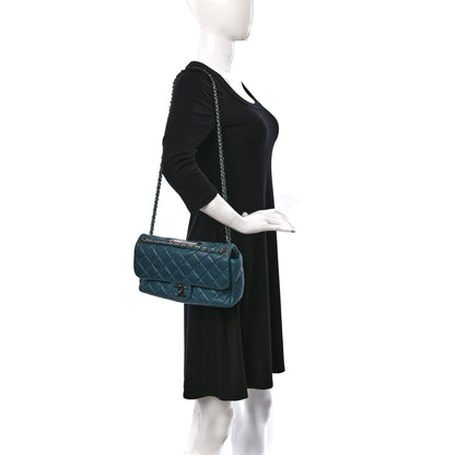 Chanel Calfskin Quilted Large Single Flap Bleu 2 of 13