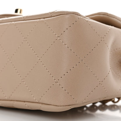 Chanel Lambskin Quilted Mini Rectangular Flap Dark Beige 9 of 10