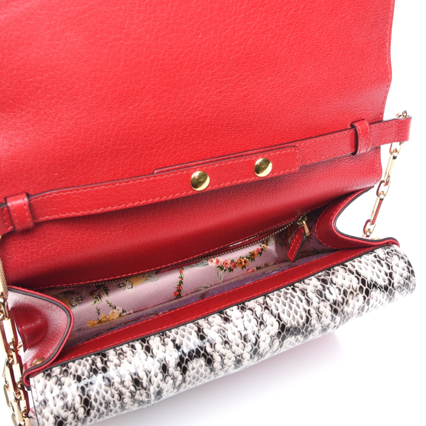 Calfskin Snakeskin Studded Small Ottilia Top Handle Bag Hibiscus Red
